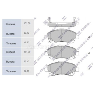 Колодки тормозные перед TOYOTA AVENSIS 03- SANGSIN BRAKE