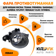 Фара противотуманная левая NISSAN MICRA/TEANA/PRIMERA/QASHQAI/ALMERA/SYLPHY/RENAULT CLIO/SYMBOL KUZOVIK