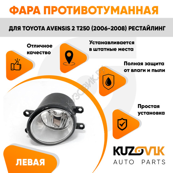 Фара противотуманная левая Toyota Avensis 2 T250 (2006-2008) рестайлинг KUZOVIK